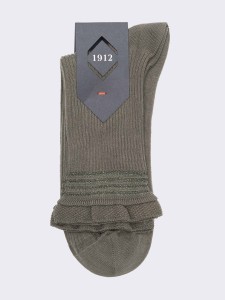 Women's Ribbed Short Socks with Cuff in Warm Cotton - Made in Italy