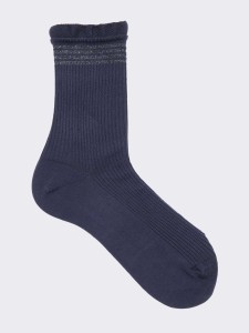 Women's Ribbed Short Socks with Cuff in Warm Cotton - Made in Italy