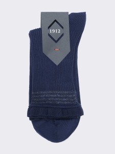 Women's Ribbed Short Socks with Cuff in Warm Cotton - Made in Italy