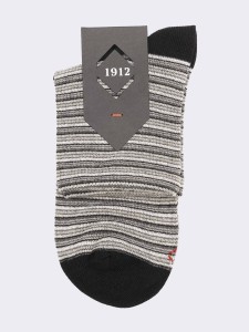 Damen Kurzsocken mit Millerighe-Muster aus warmer Baumwolle - Hergestellt in Italien