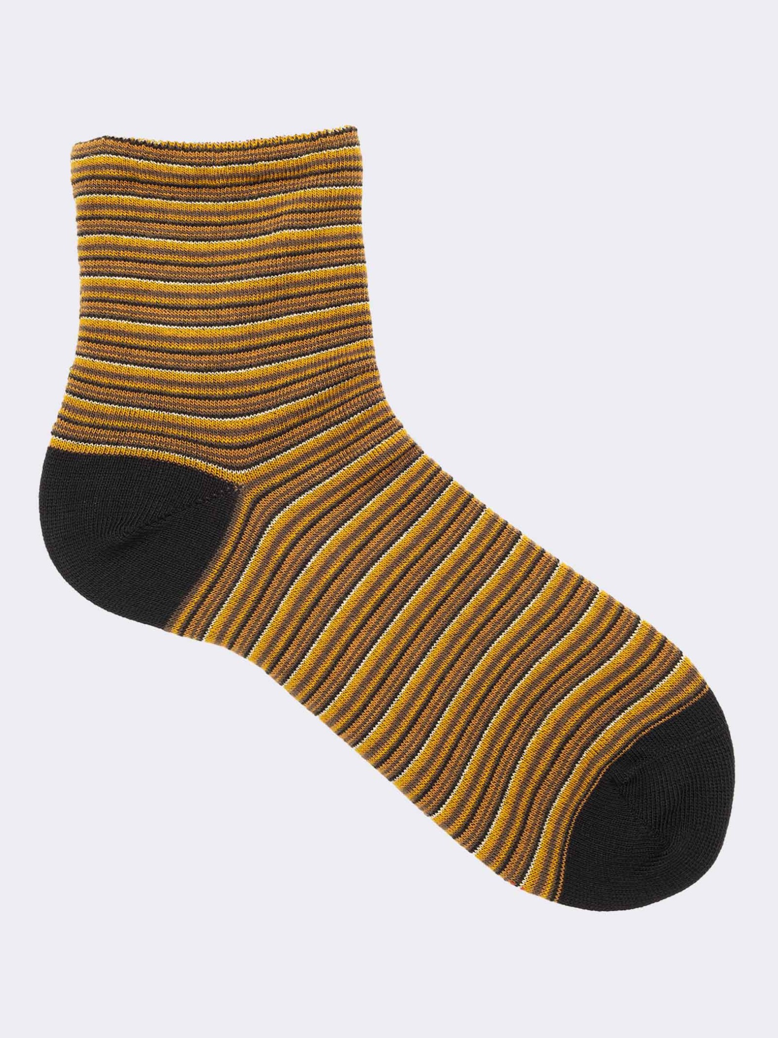 Damen Kurzsocken mit Millerighe-Muster aus warmer Baumwolle - Hergestellt in Italien