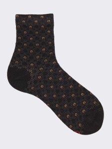 Women's Vintage Pattern Ankle Socks in Warm Cotton - Made in Italy