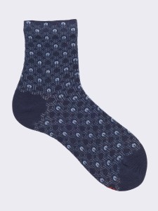 Women's Vintage Pattern Ankle Socks in Warm Cotton - Made in Italy