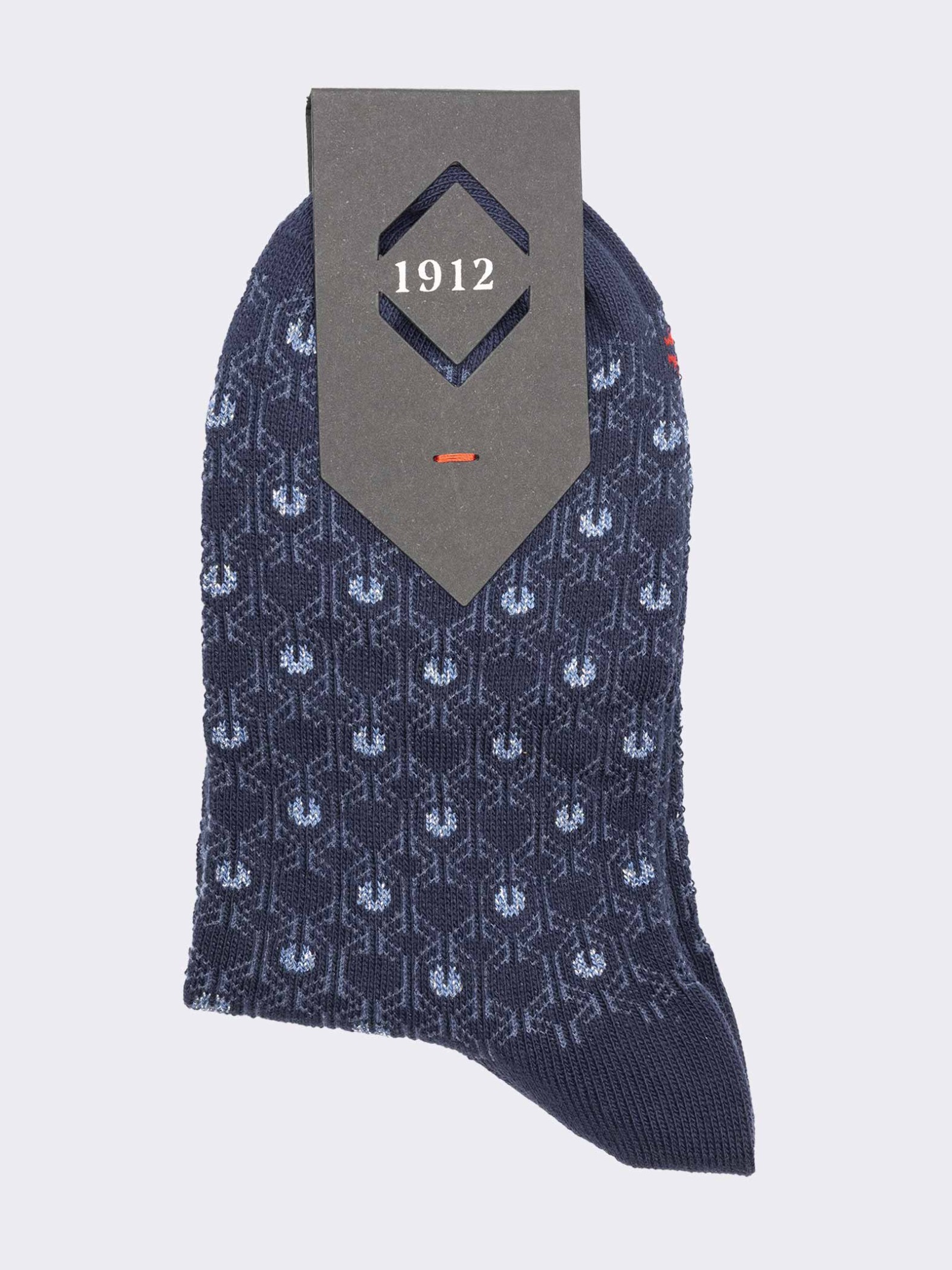 Kurze Damensocken Vintage-Muster aus warmem Baumwollstoff - Hergestellt in Italien