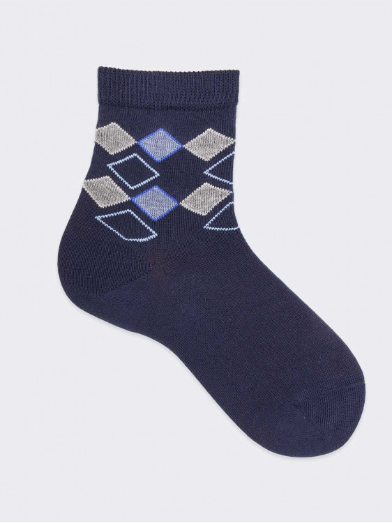 Kurze Socken mit Argyle-Muster für Jungen