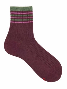 Women's Ribbed Ankle Socks with Stripes - Made in Italy