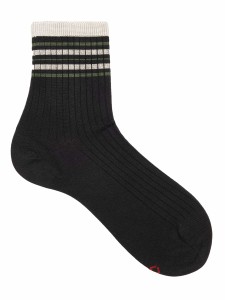 Women's Ribbed Ankle Socks with Stripes - Made in Italy