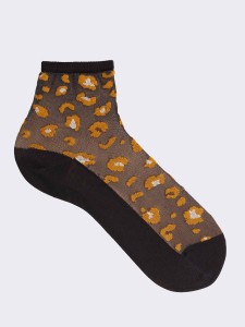 Women's Short Animal Print Cotton Blend Socks - Made in Italy