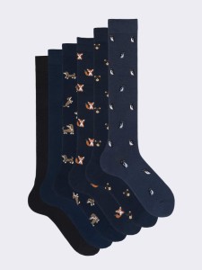 Men's Warm Cotton Socks Gift Box - 6 Pairs Animal Pattern