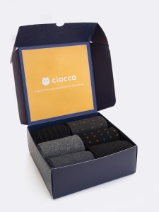 Men's Warm Cotton Socks Gift Box, 6 Pairs Classic Gray Pattern