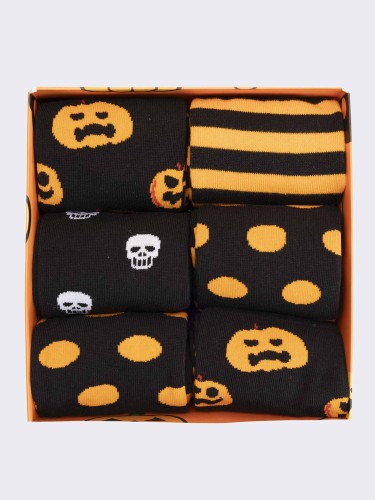 Scatola Regalo Calze Uomo in Cotone Caldo 6 Paia Fantasia Halloween