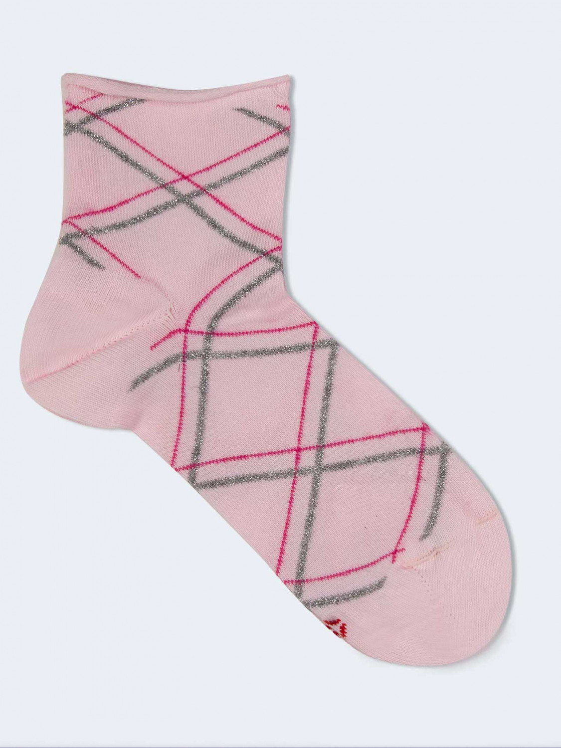 Rhombus patterned short socks for girl