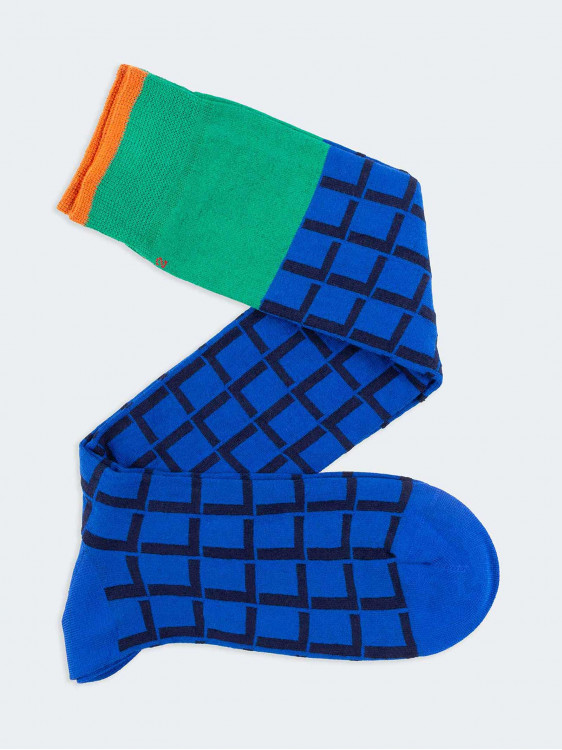 Geometric Pattern Man's Knee High Socks