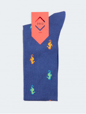 Lange Socken mit Seepferdchen-Muster aus frischer Baumwolle